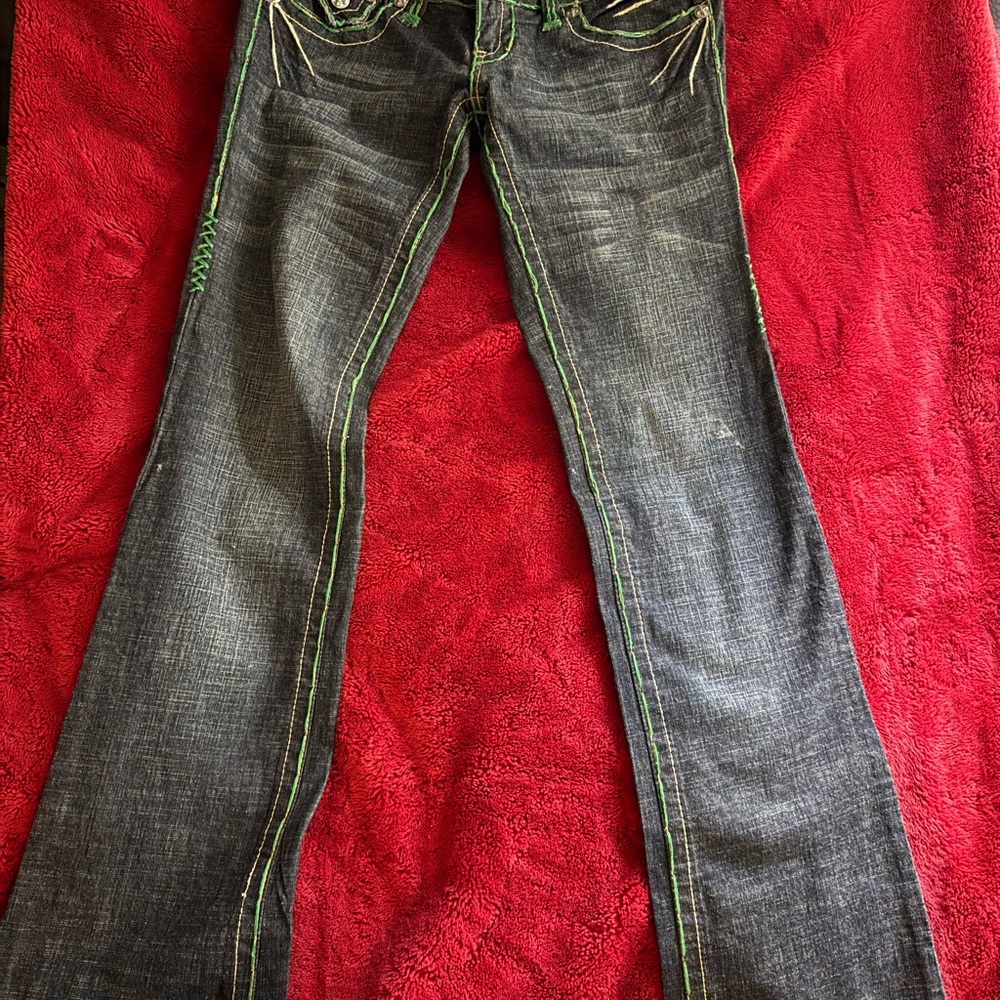 Laguna B Black Boot Cut Jeans with Faded Vintage Look